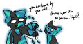 Liam is mixed partially with aa, shaking his arm. He says "you are hard to get off...!" aa interjects "it was your idea to become liquid!"
