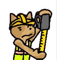 Damian measuring something with a tape measure, looking at it quizzically.