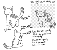 The reference sheet for Josh, a quadrupedal cag lacking a fill color, but with dark transluscent stripes on his back and tail. Note him being plantigrade and his paws lacking pads.